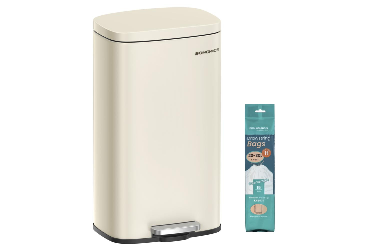 Songmics Trash Can | Rubbish Bin | Steel | 30l