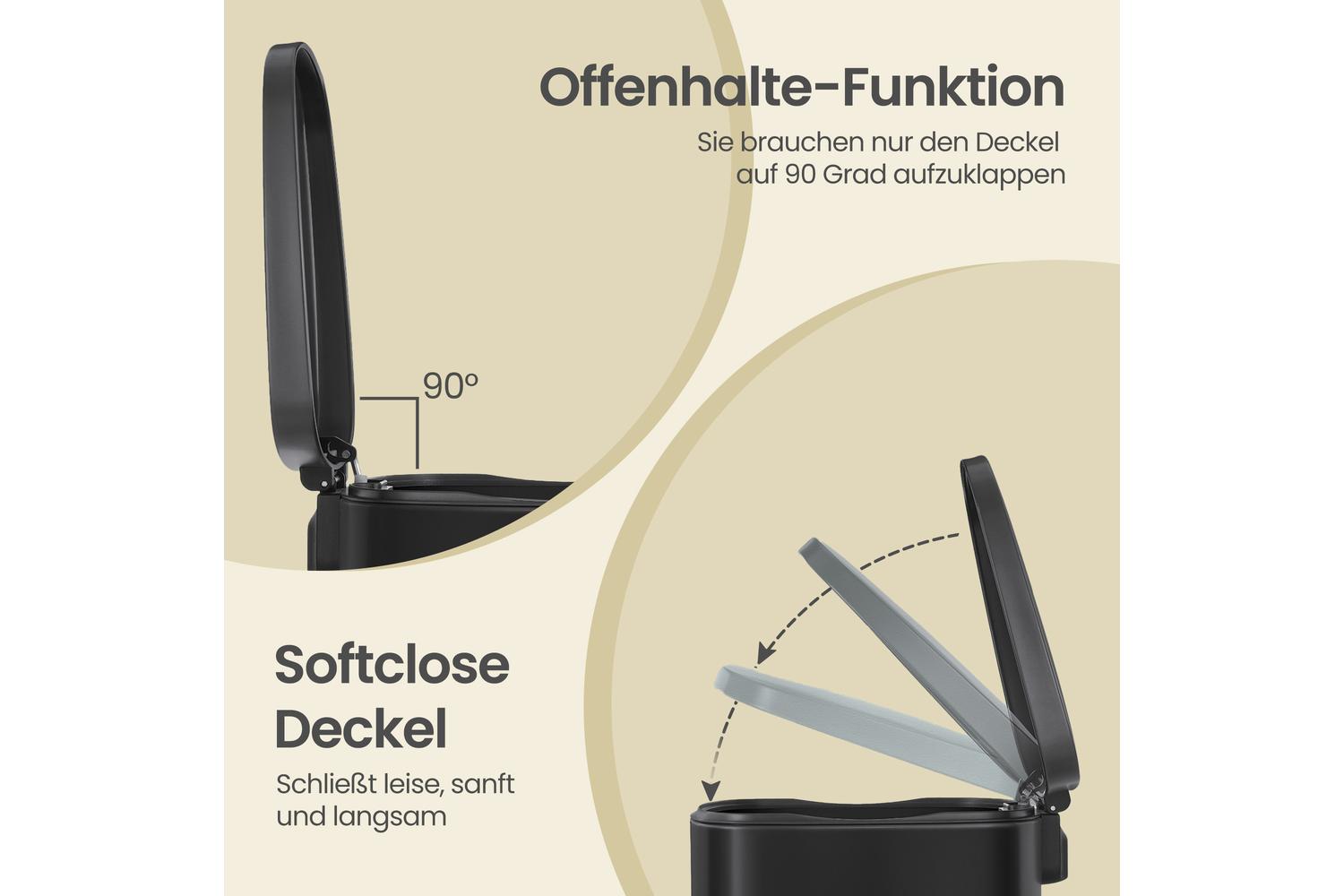 Songmics Trash Can | Rubbish Bin | Steel | 50l-5