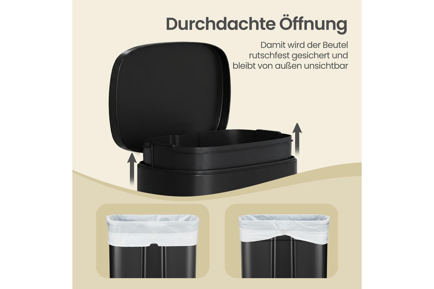 Songmics Trash Can | Rubbish Bin | Steel | 50l-6