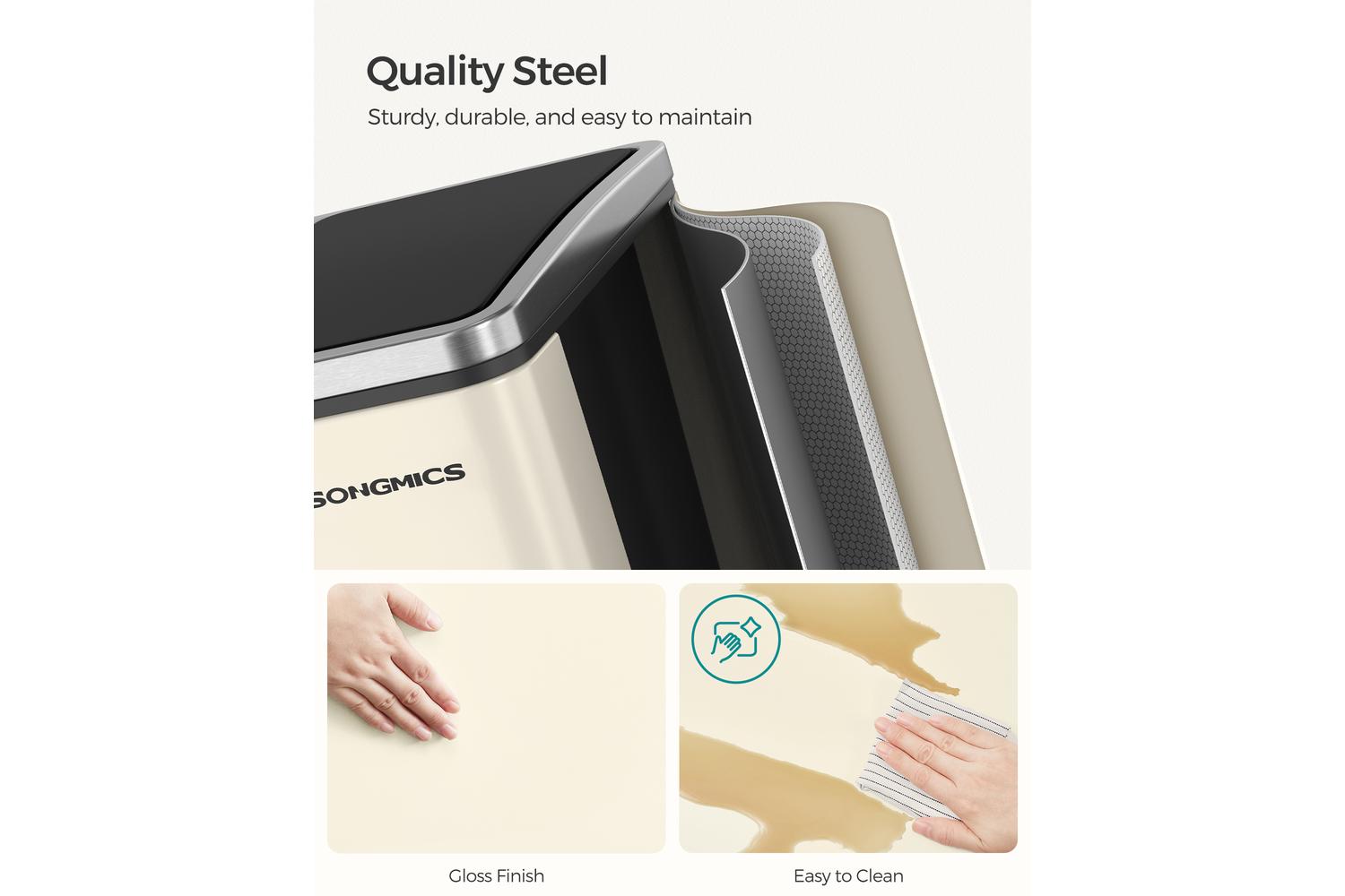 Songmics Trash Can | Rubbish Bin | Steel | 54l-4