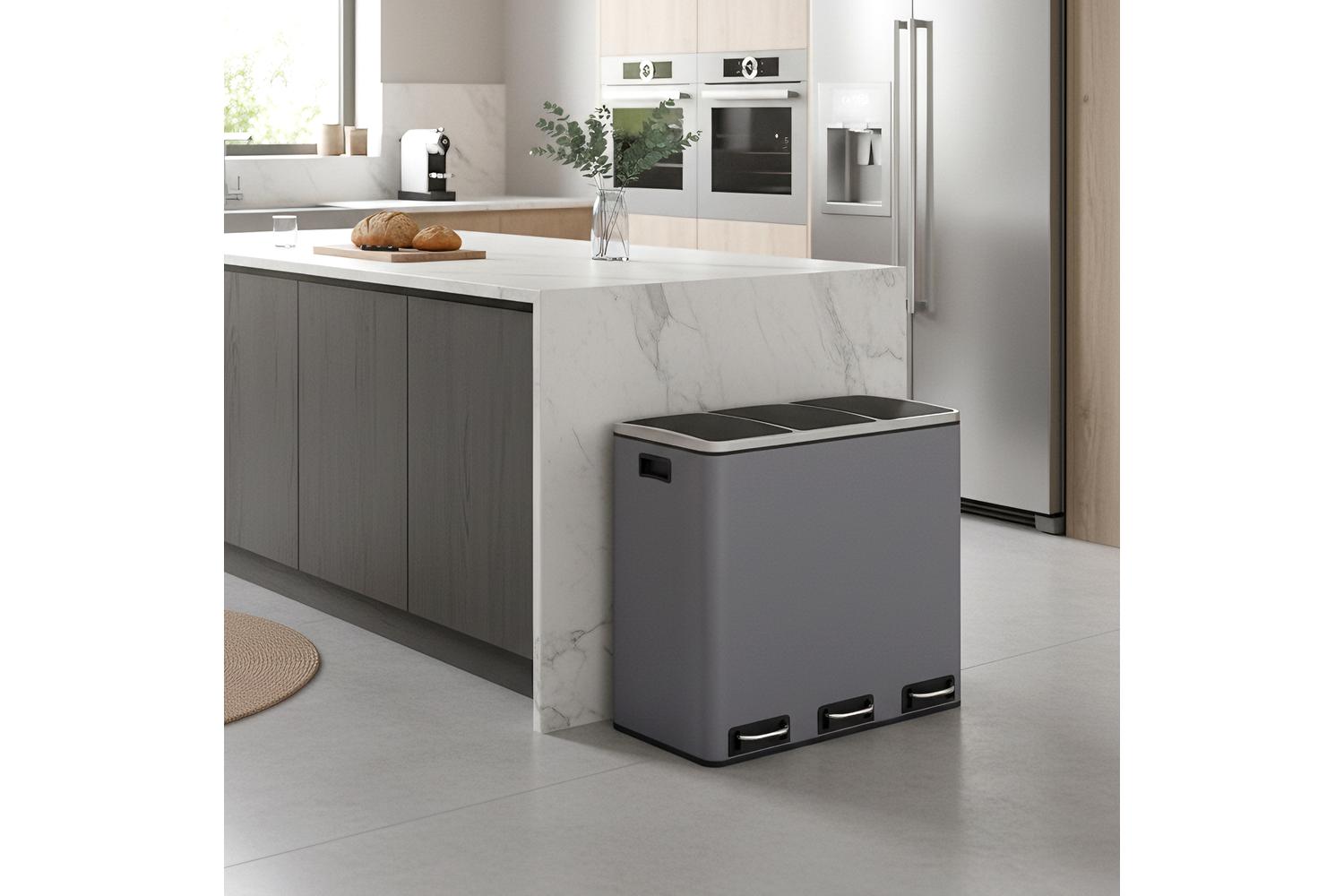 Songmics Trash Can | Rubbish Bin | Steel | 54 Litre-3