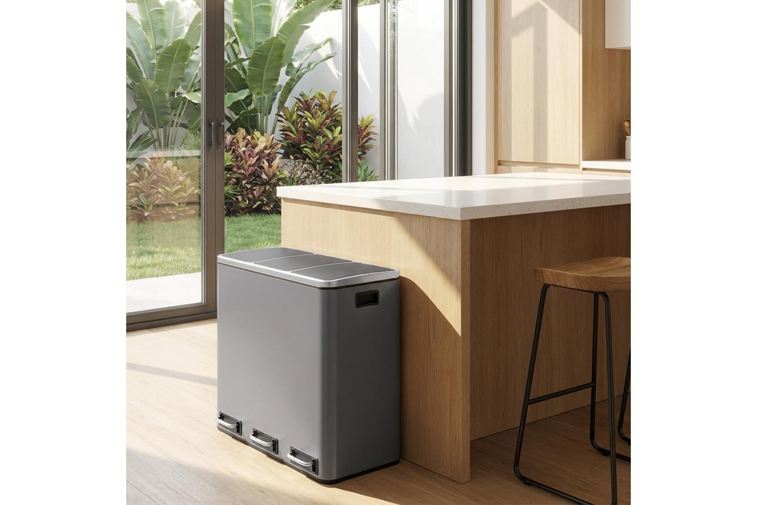 Songmics Trash Can | Rubbish Bin | Steel | 54 Litre-4