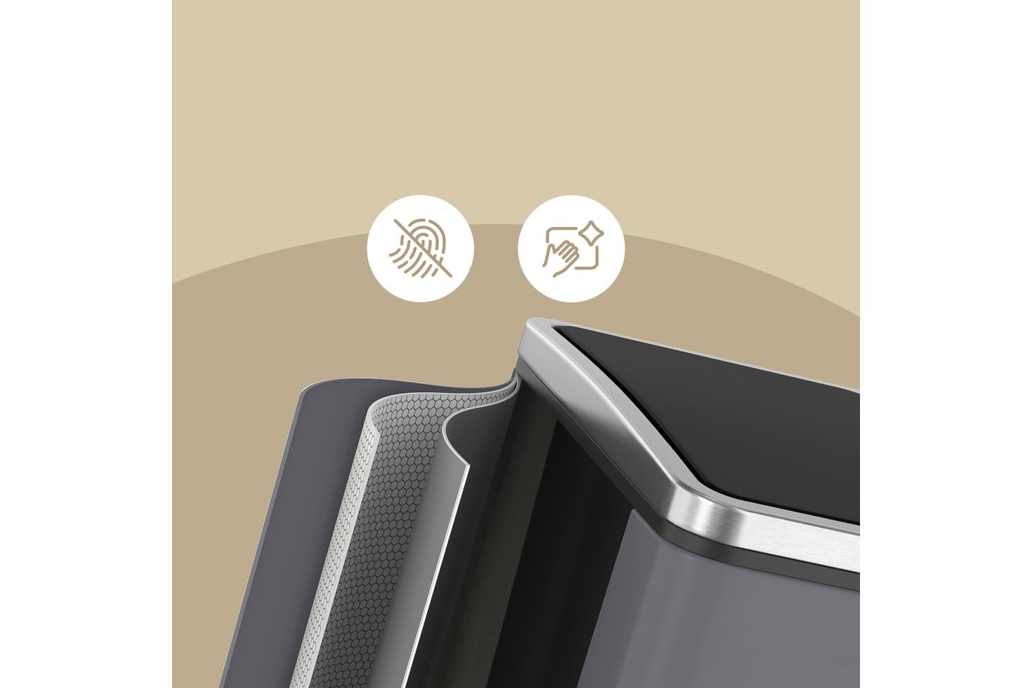 Songmics Trash Can | Rubbish Bin | Steel | 54 Litre-6
