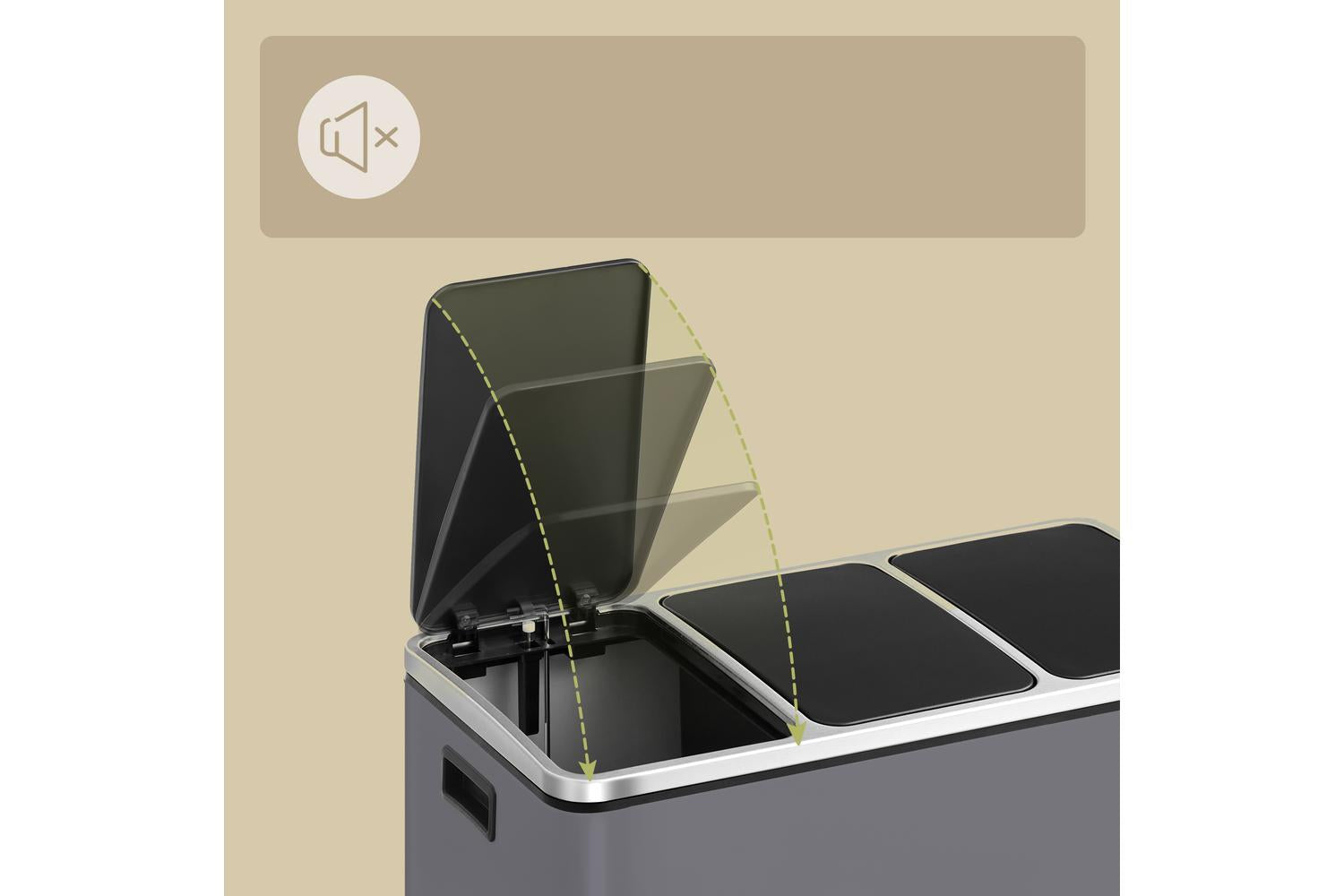 Songmics Trash Can | Rubbish Bin | Steel | 54 Litre-7