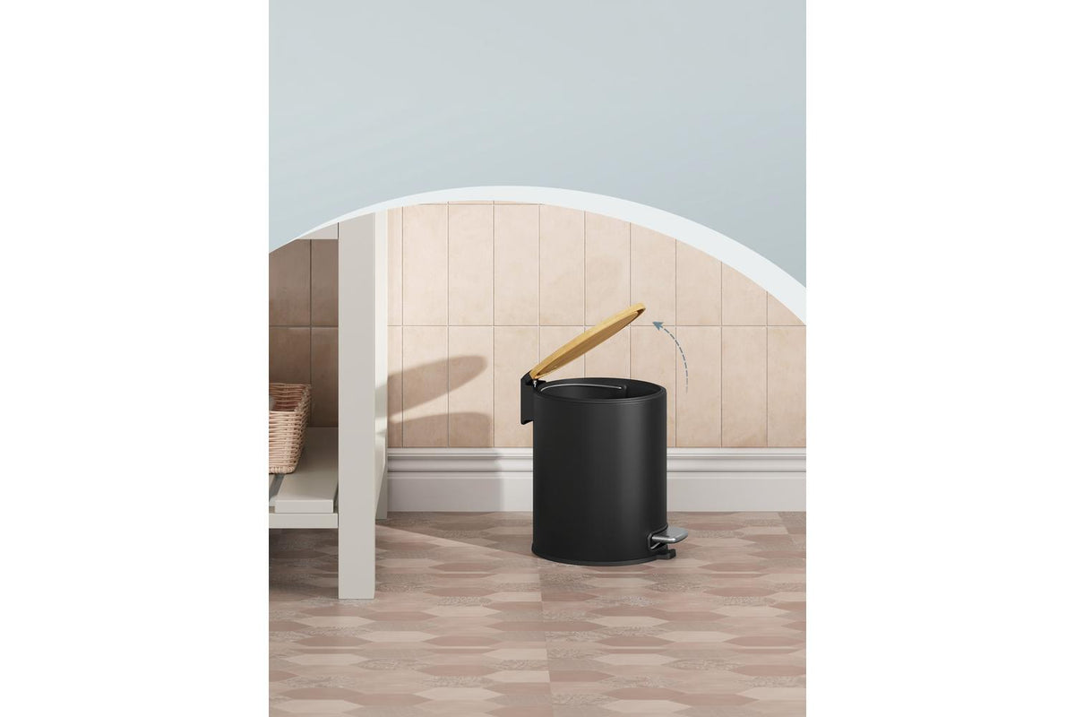 Songmics Trash Can | Rubbish Bin | Bamboo Lid | 6 Litre-6