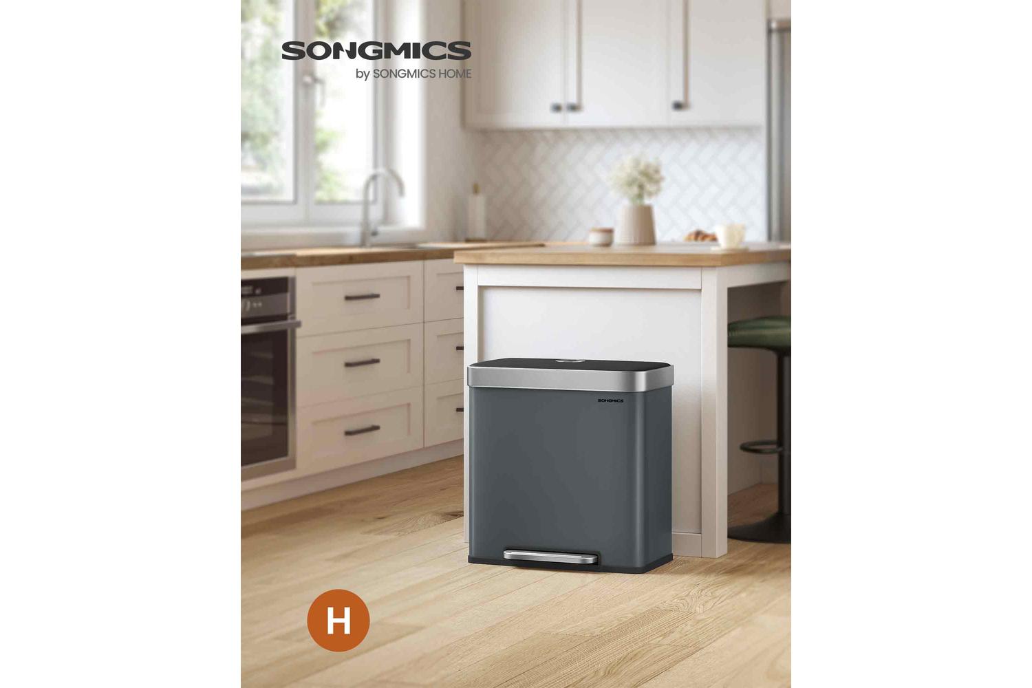 Songmics Trash Can | Rubbish Bin | Stainless Steel | 60l-2