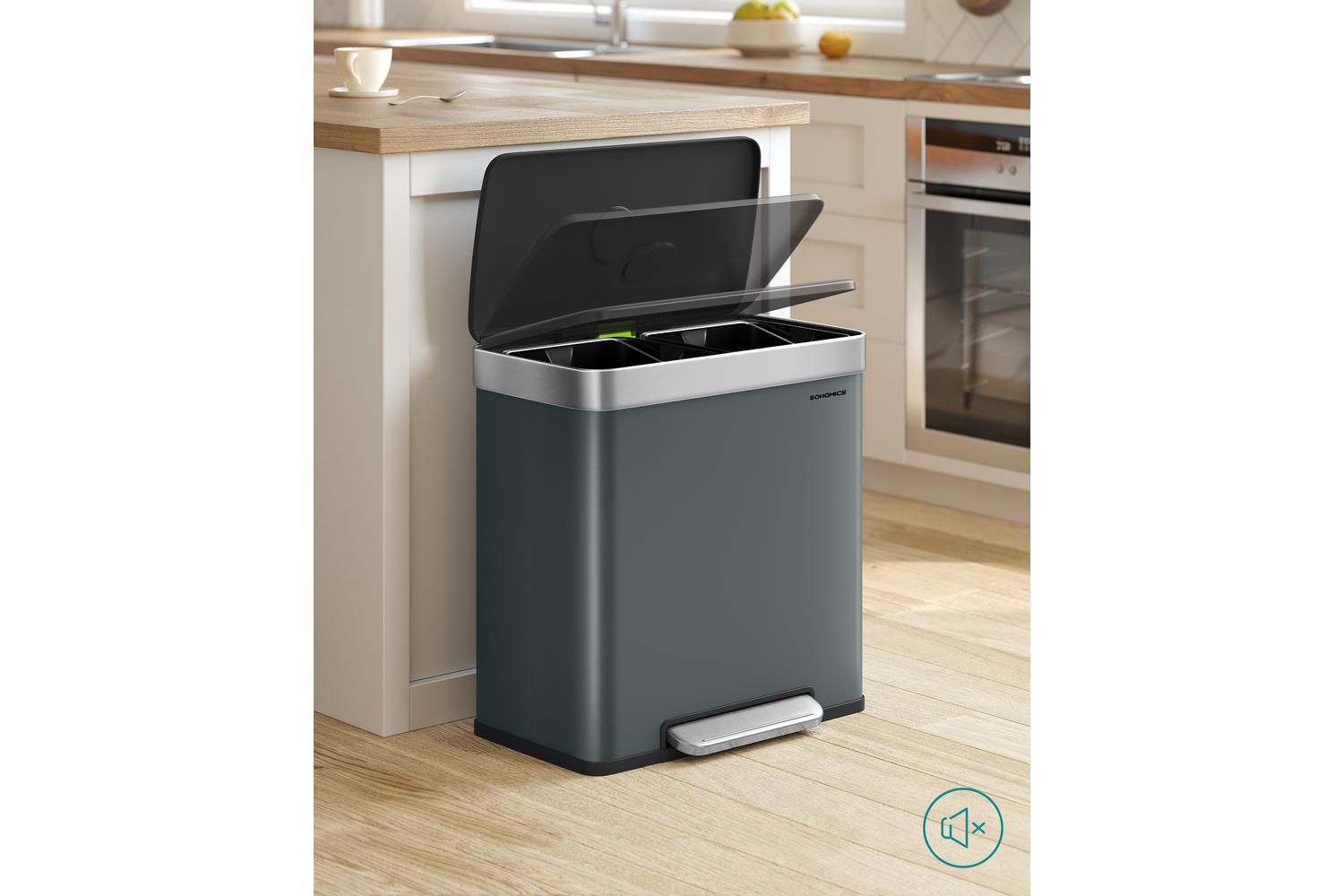 Songmics Trash Can | Rubbish Bin | Stainless Steel | 60l-3