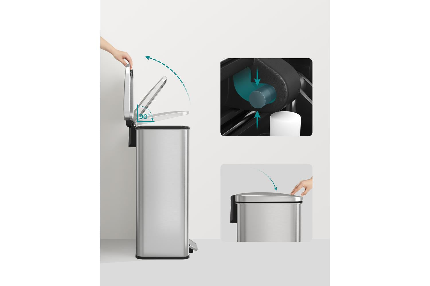 Songmics Trash Can | Rubbish Bin | Stainless Steel | 40l-4