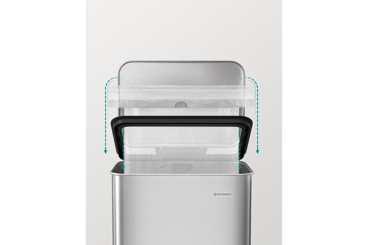Songmics Trash Can | Rubbish Bin | Stainless Steel | 40l-5