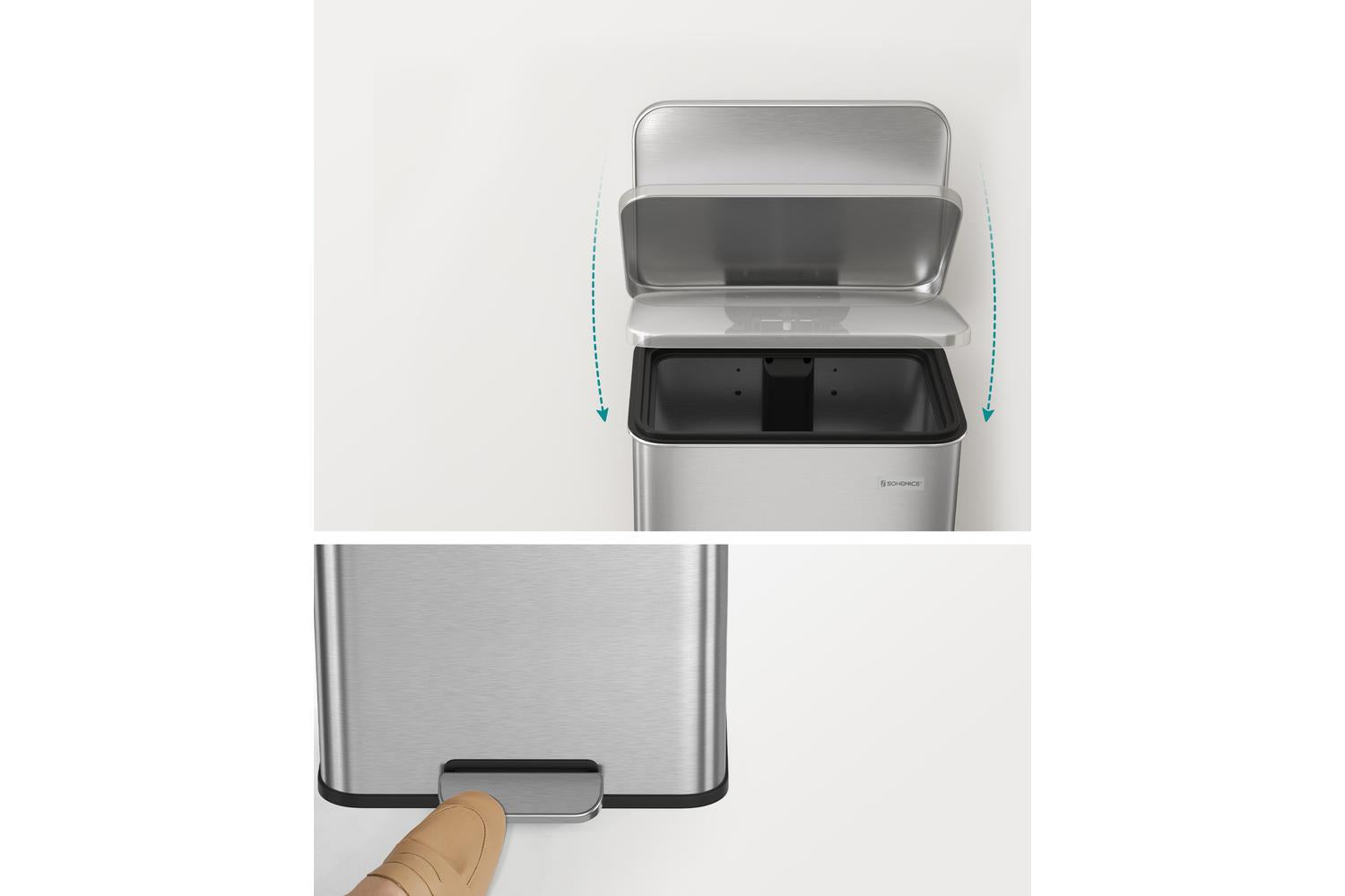 Songmics Trash Can | Rubbish Bin | Stainless Steel | 40l-6