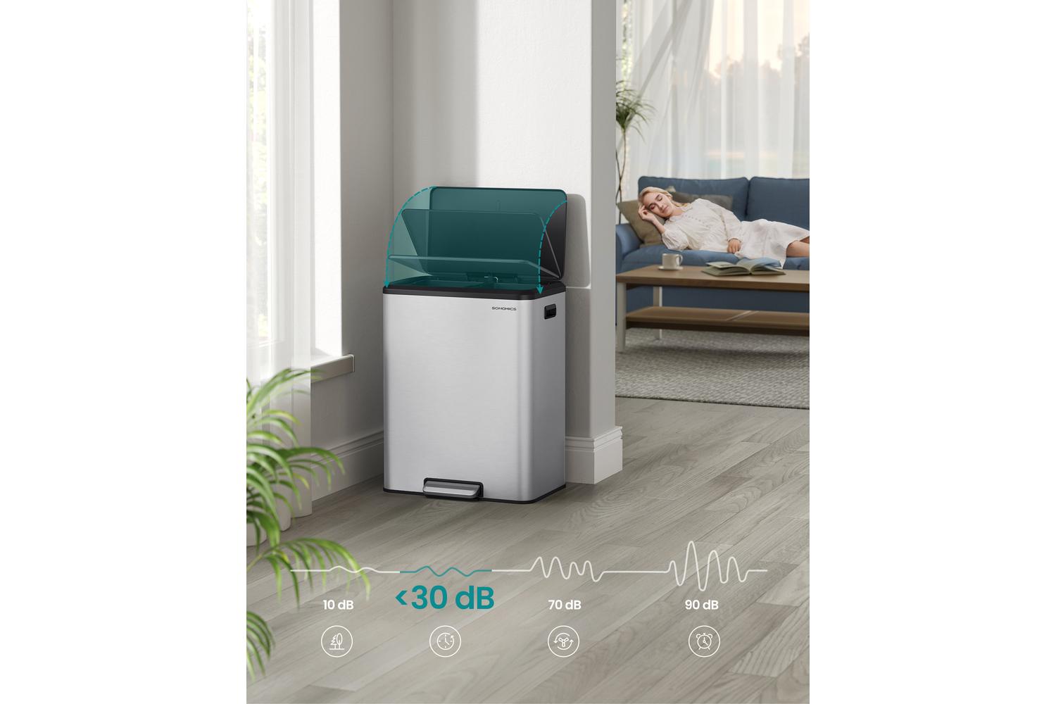 Songmics Trash Can | Rubbish Bin | Stainless Steel | 60 Litre-3