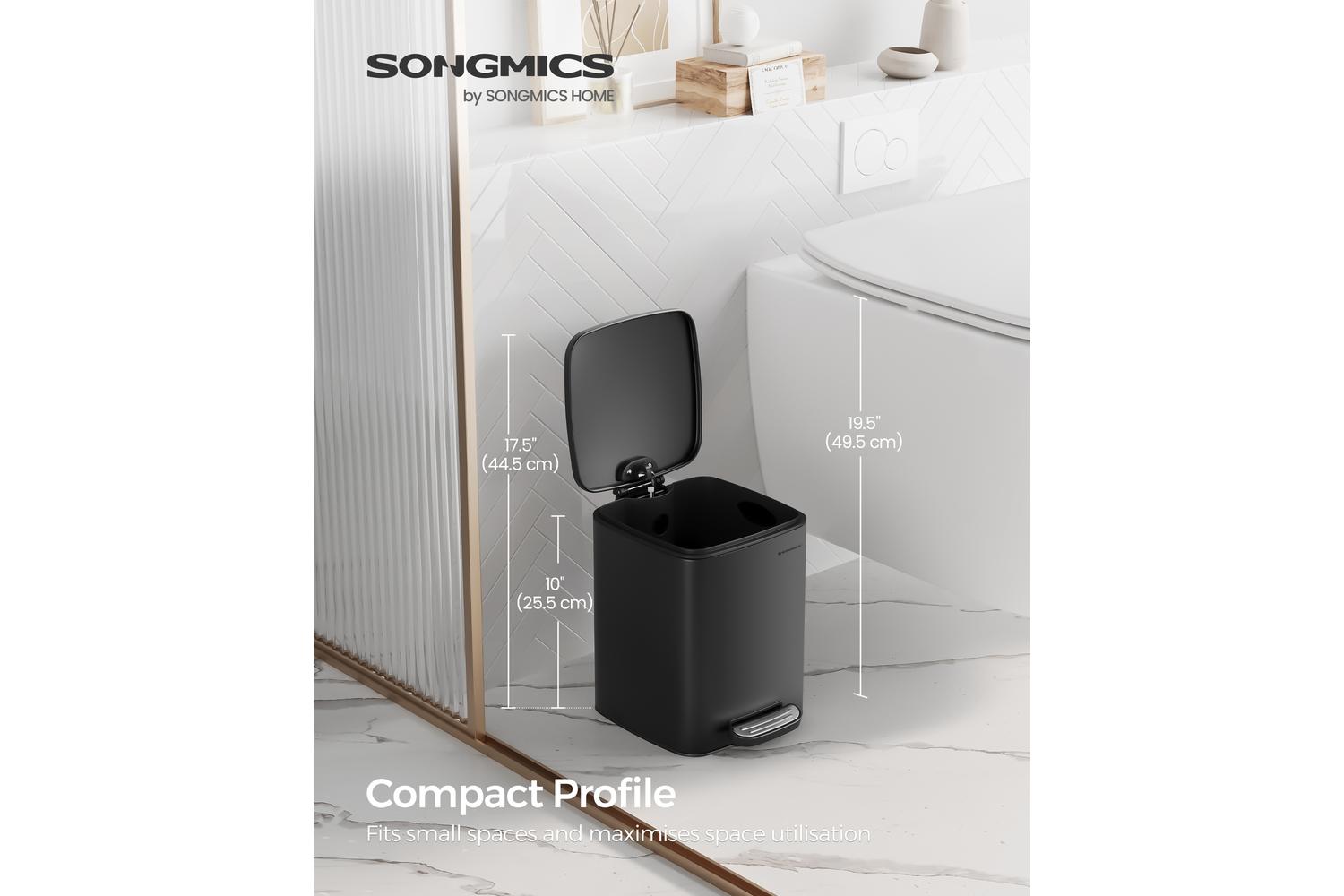 Songmics Trach Can | Rubbish Bin | Steel | 6 Litre-2