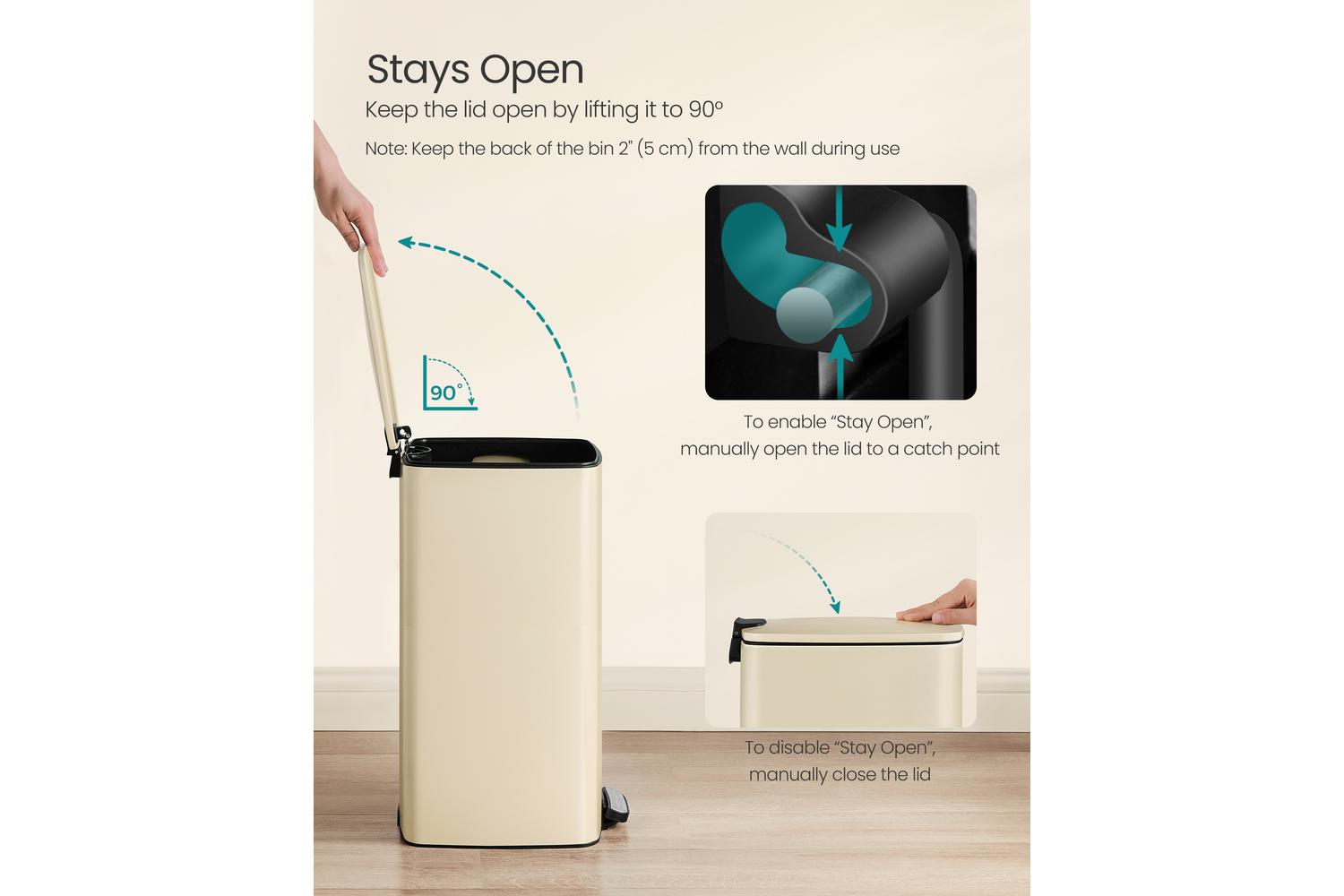 Songmics Trash Can | Rubbish Bin | Stainless Steel | 30 Litre-6
