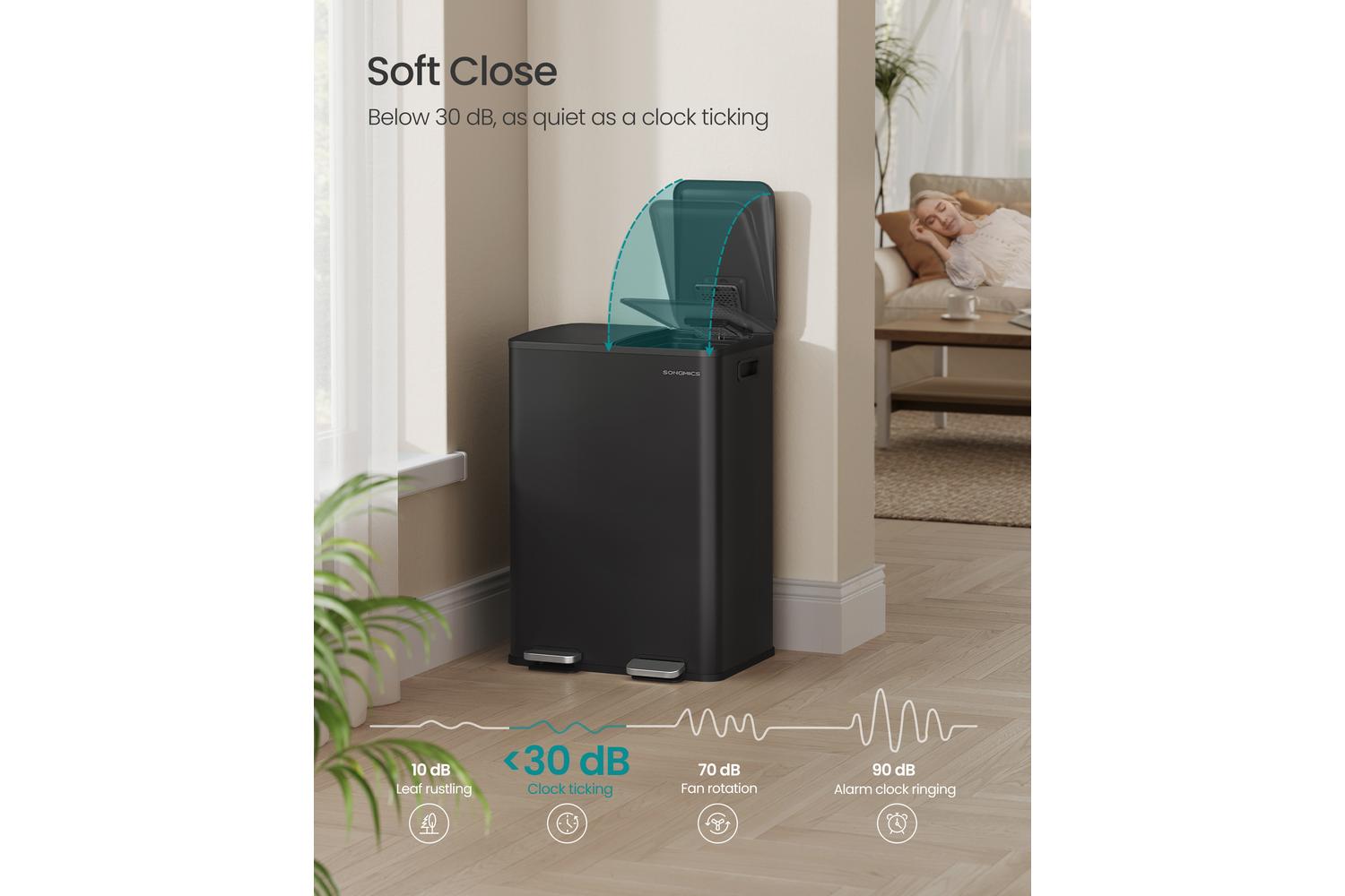 Songmics Trash Can | Rubbish Bin | Steel | 60 Litre-4