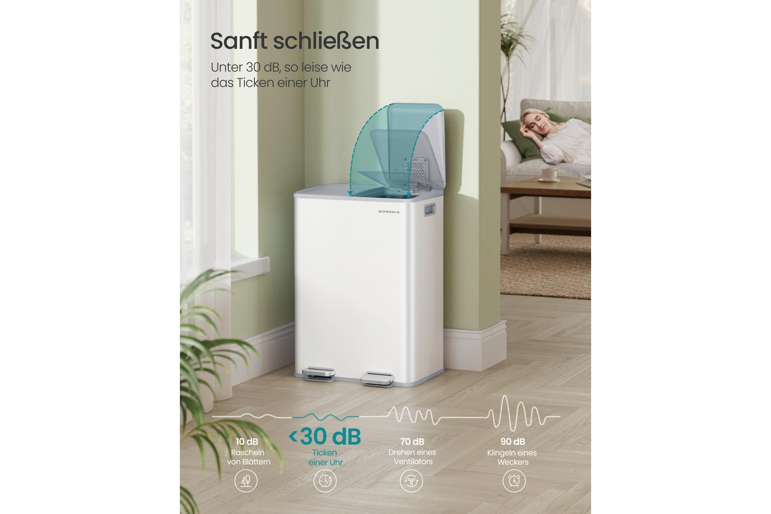 Songmics Trash Can | Rubbish Bin | Steel | 60 Litre-3