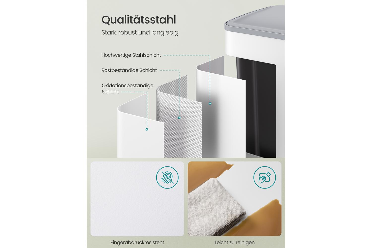 Songmics Trash Can | Rubbish Bin | Steel | 60 Litre-6