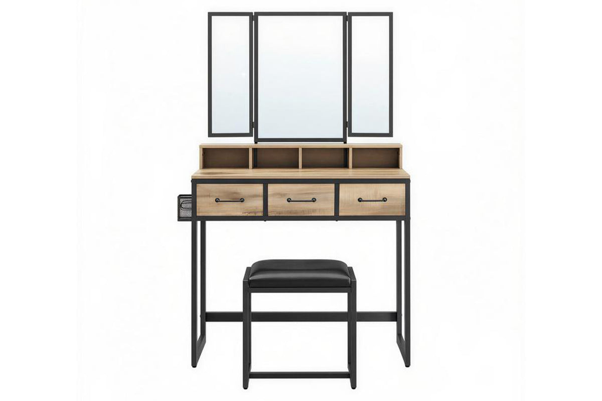 Vasagle Vanity Table | Wood Chipboard & Steel | Brown/Black
