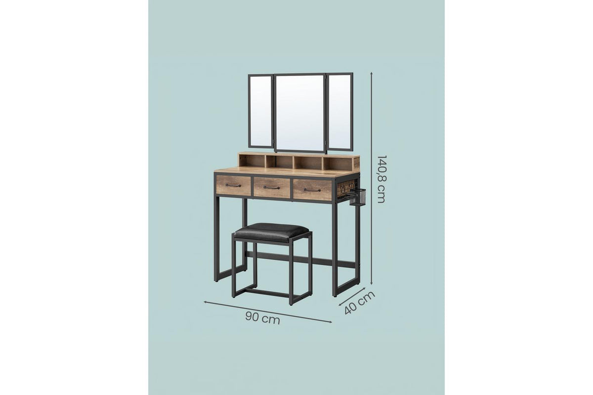 Vasagle Vanity Table | Vanity Table | Wood Chipboard And Steel | 90cm-3