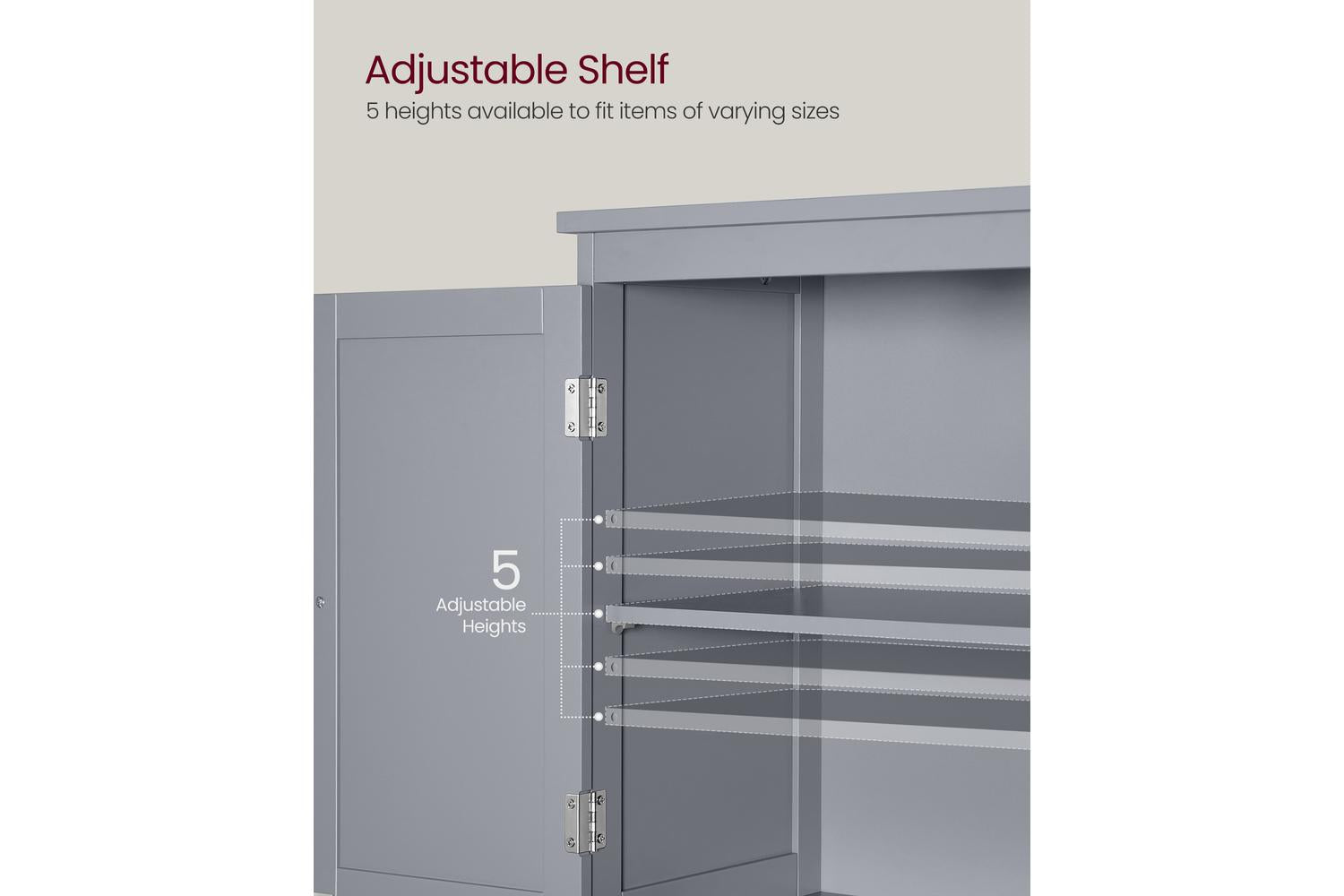 Vasagle Storage Cabinet | Bathroom Storage Unit | Mdf & Particleboard | Dove Grey | 110cm-4
