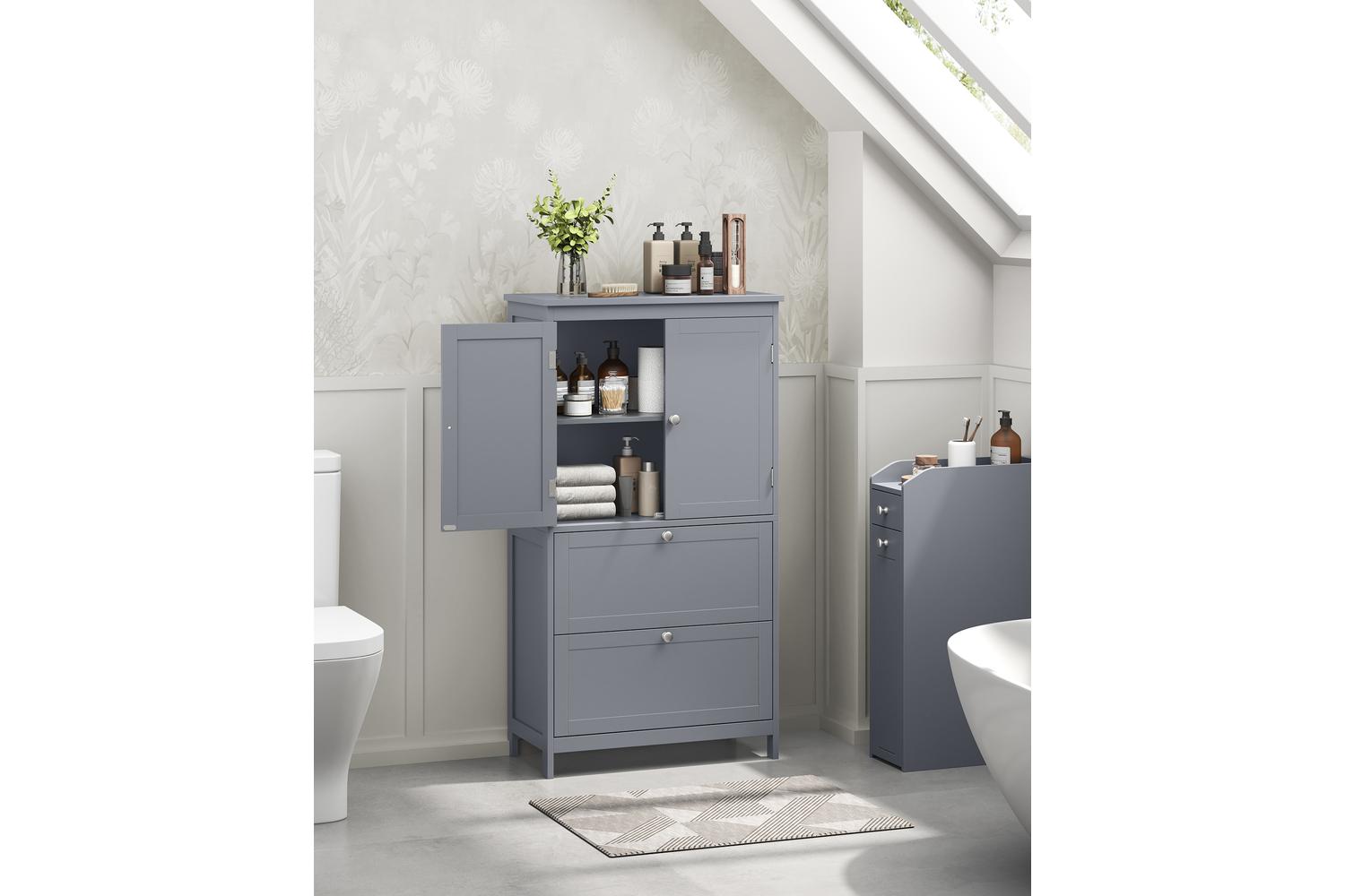 Vasagle Storage Cabinet | Bathroom Storage Unit | Mdf & Particleboard | Dove Grey | 110cm-7