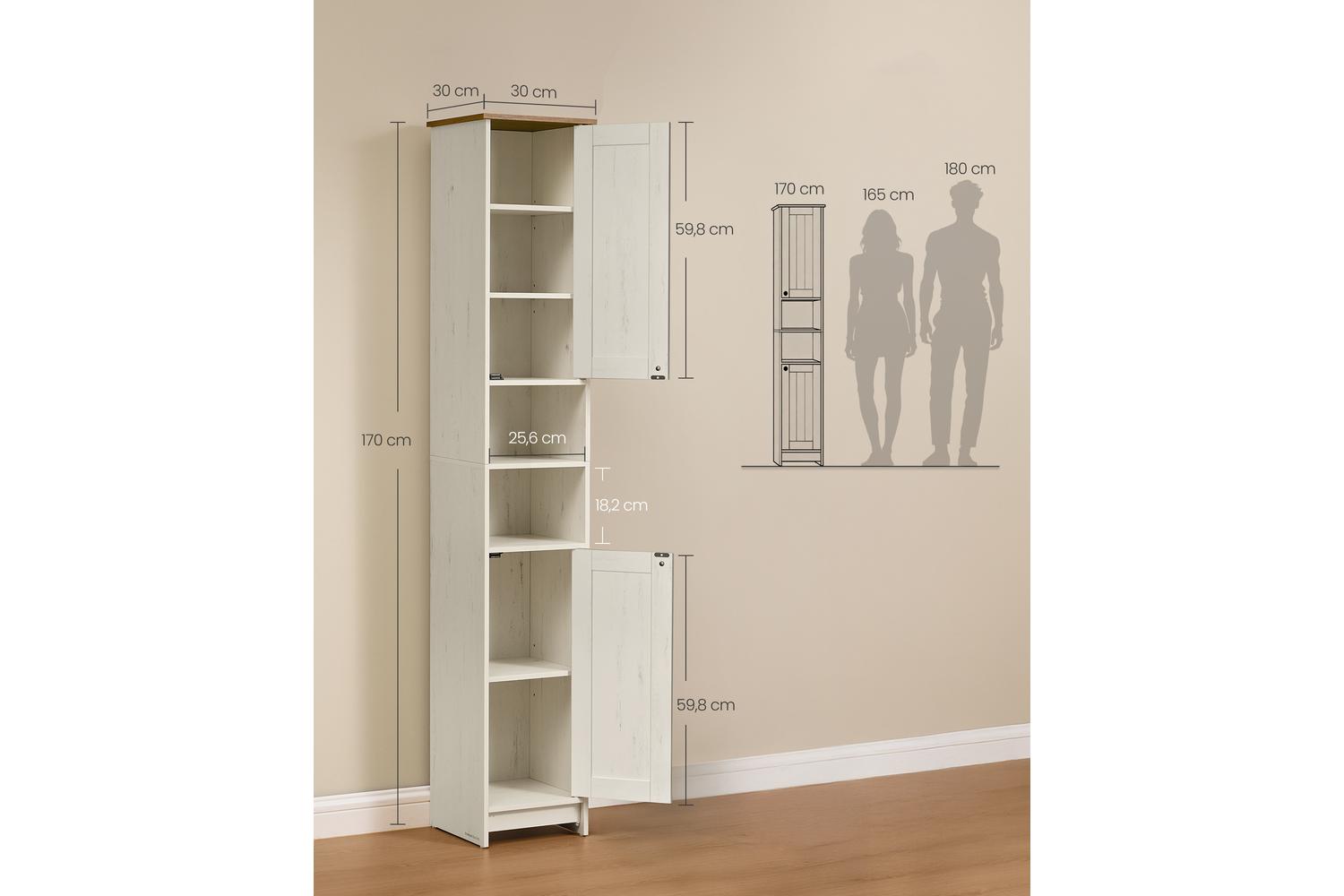 Songmics Home Storage Cabinet | Bathroom Storage Cabinet | Engineered Wood | 30 X 30 X 170 Cm-5