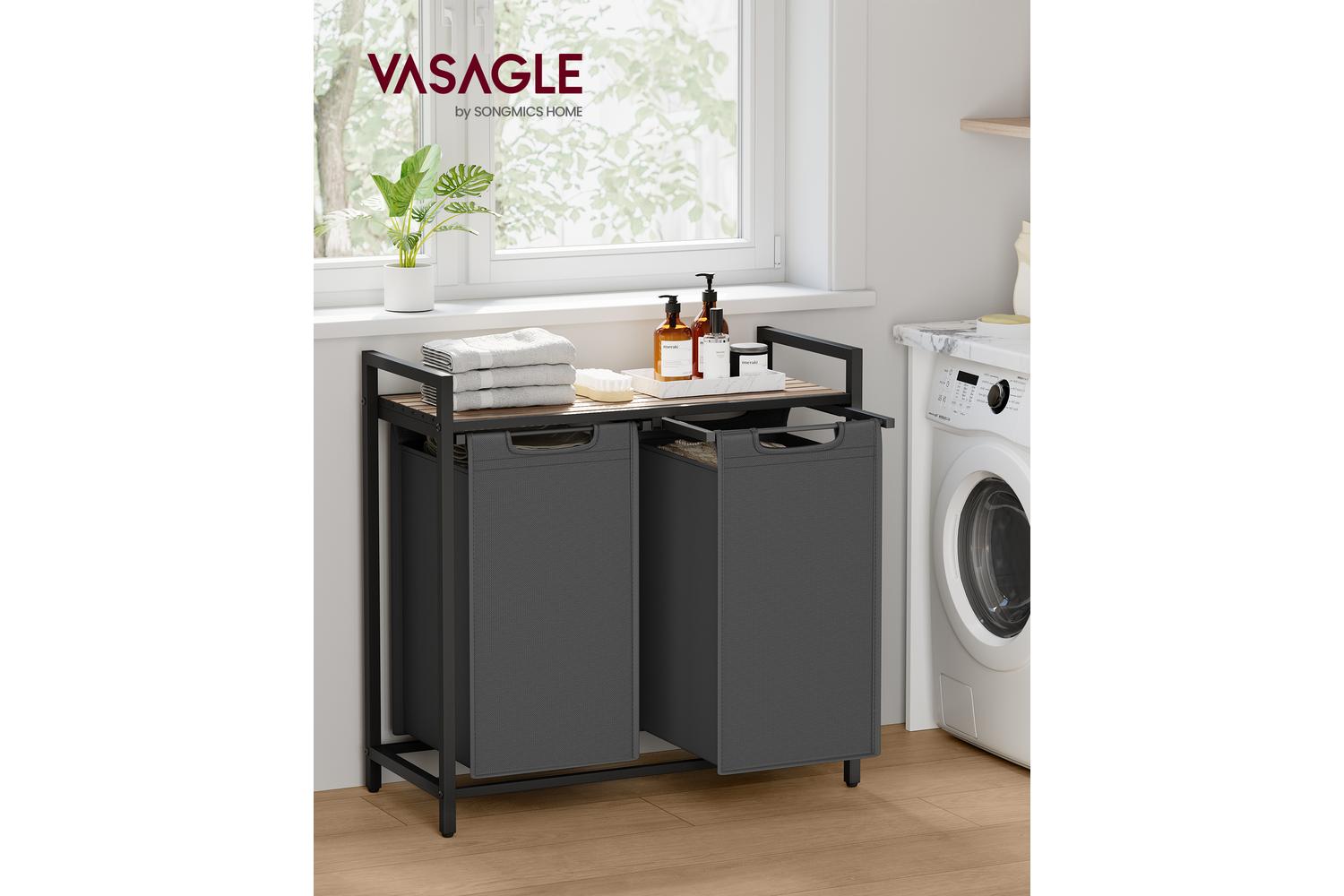 Vasagle Clothes Hangers | Laundry Basket | Mdf & Steel | 73 X 33 X 72 Cm-2