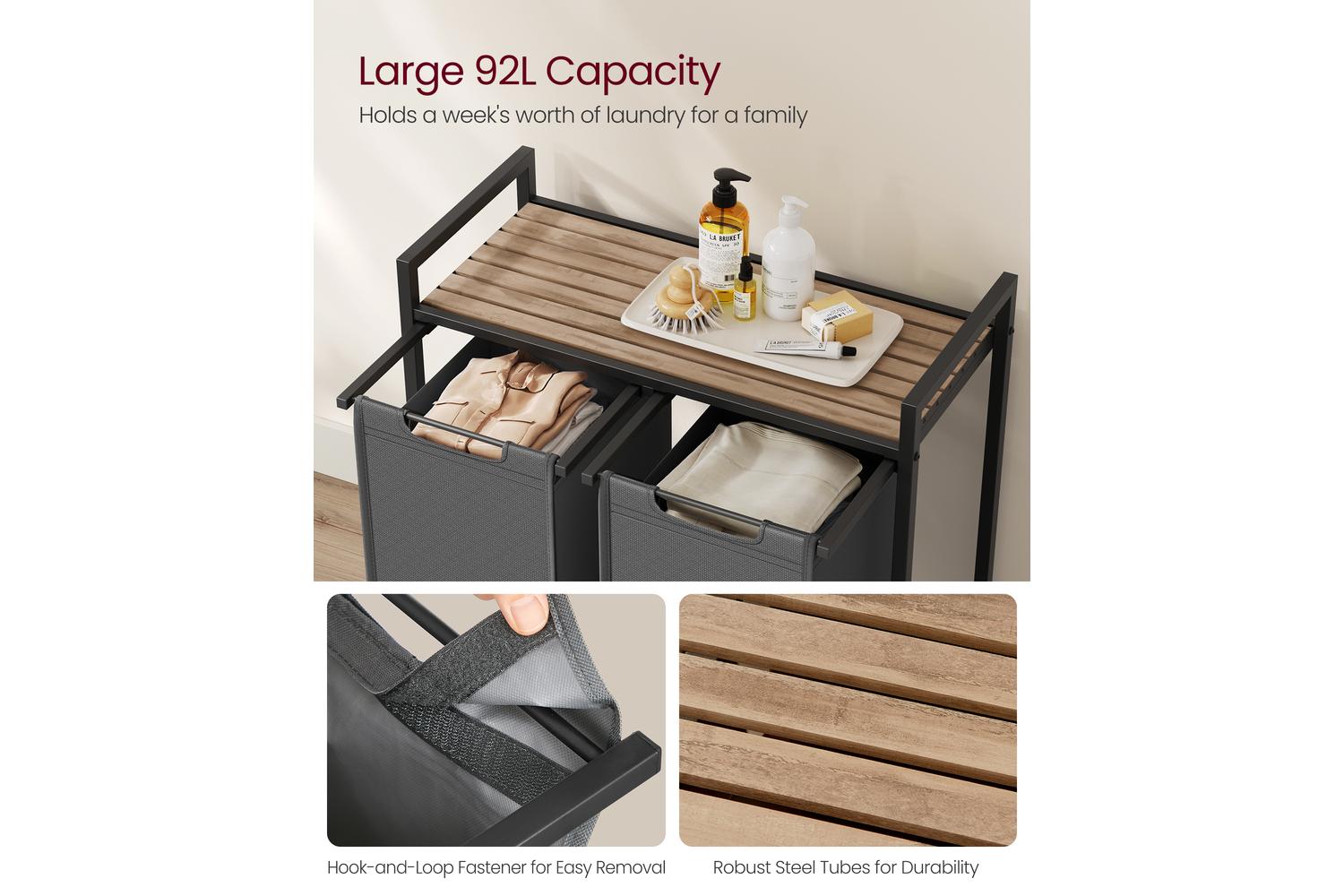 Vasagle Clothes Hangers | Laundry Basket | Mdf & Steel | 73 X 33 X 72 Cm-4