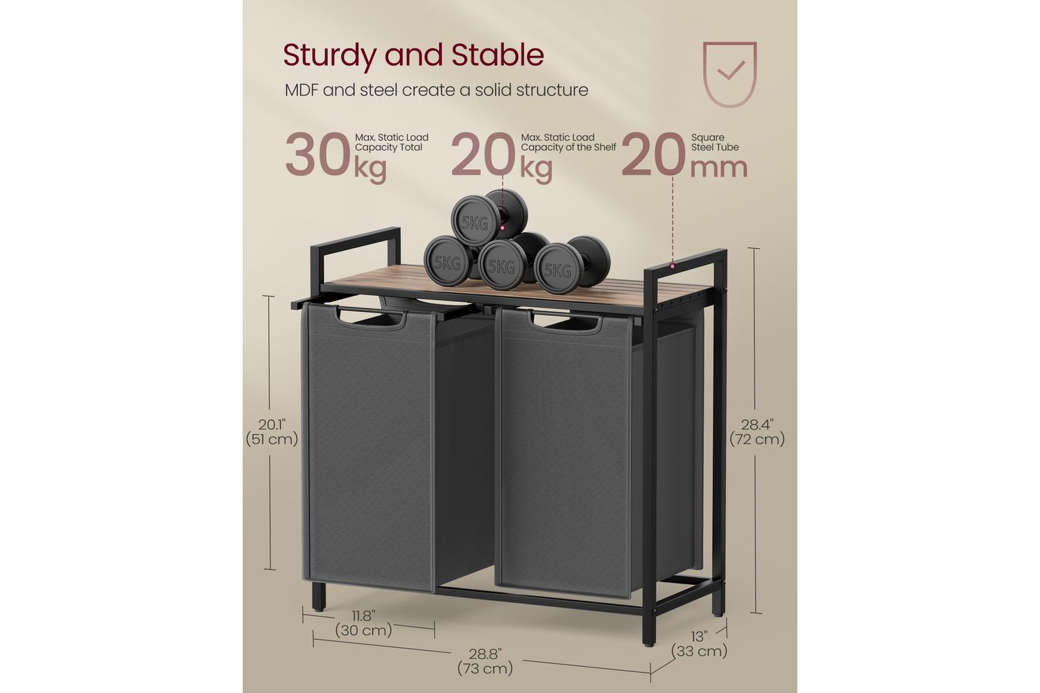 Vasagle Clothes Hangers | Laundry Basket | Mdf & Steel | 73 X 33 X 72 Cm-6