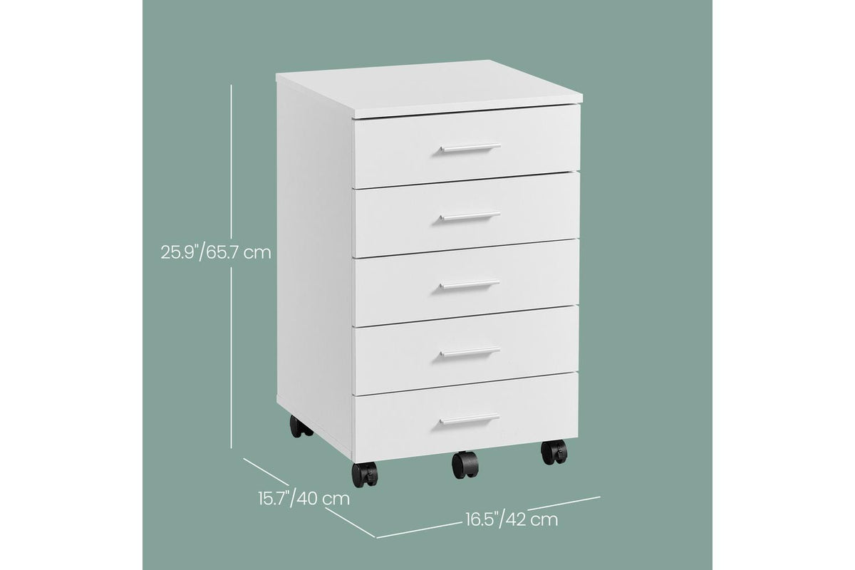 Vasagle File Cabinet | Rolling Storage Unit | Particleboard Mdf | 5 Drawer-3
