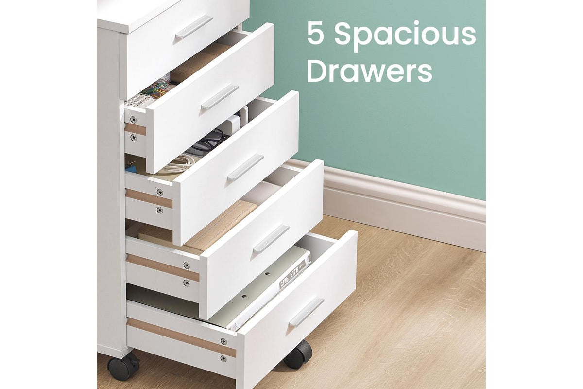 Vasagle File Cabinet | Rolling Storage Unit | Particleboard Mdf | 5 Drawer-6
