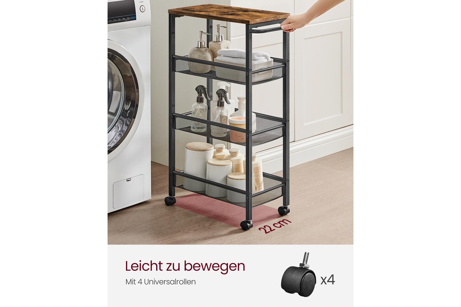 Vasagle Rolling Cart | Trolley | Particleboard And Steel | 22 X 45.4 X 77 Cm-3