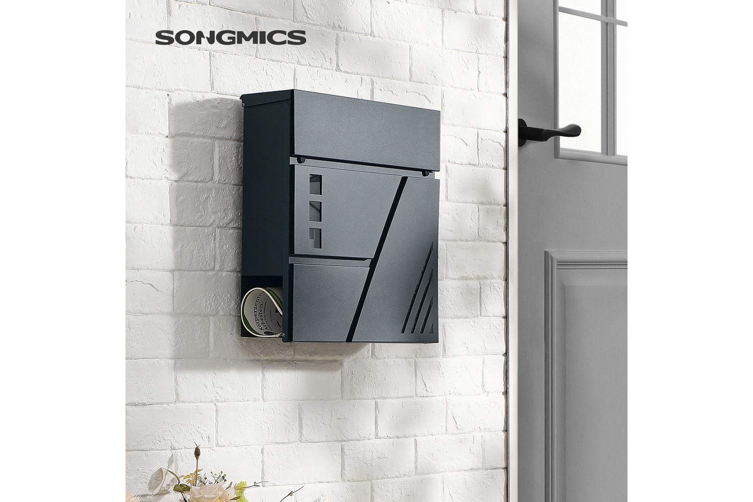 Songmics Mail Box | Wall Mounted Letterbox | Powder-coated Galvanised Steel | Anthracite Grey-2