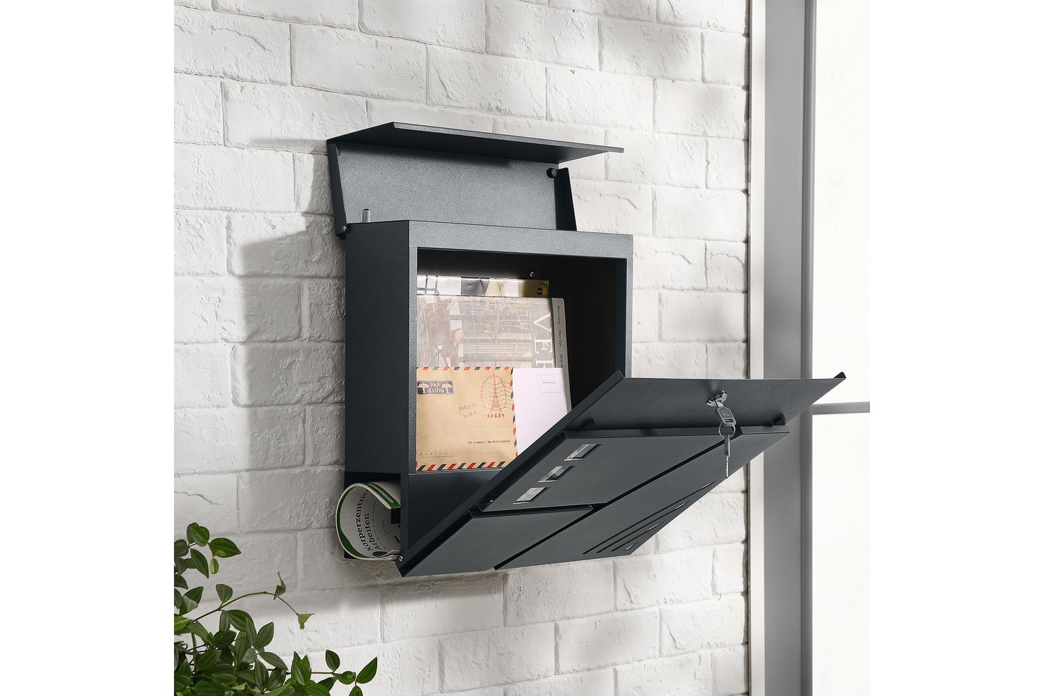 Songmics Mail Box | Wall Mounted Letterbox | Powder-coated Galvanised Steel | Anthracite Grey-4