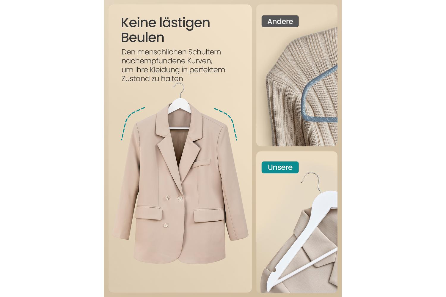 Songmics Wood Hangers | Clothes Hangers | Birch Wood | 43 X 21 Cm-4