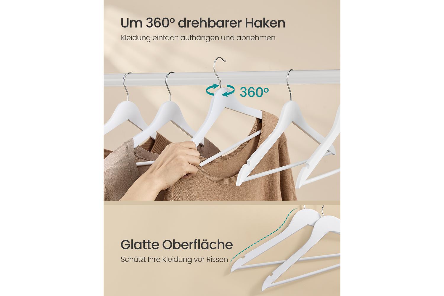 Songmics Wood Hangers | Clothes Hangers | Birch Wood | 43 X 21 Cm-5