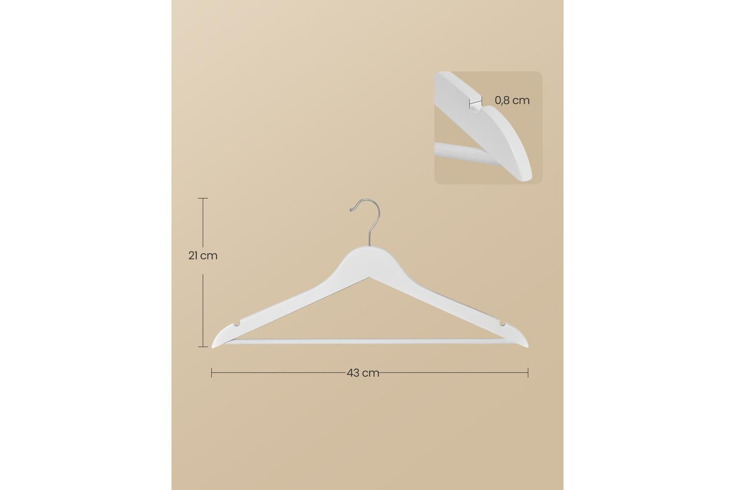 Songmics Wood Hangers | Clothes Hangers | Birch Wood | 43 X 21 Cm-6