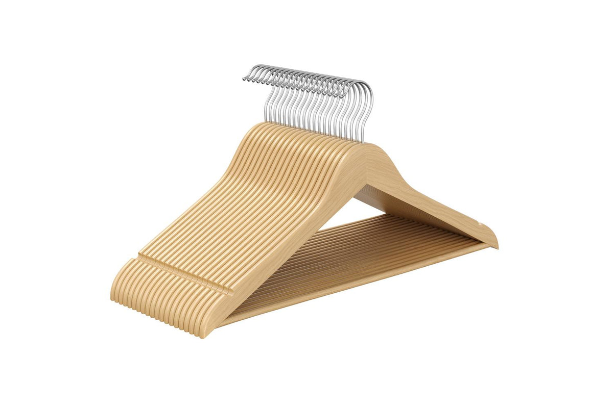 Songmics Wood Hangers | Clothes Hangers | Birch Wood | 43 X 21 Cm