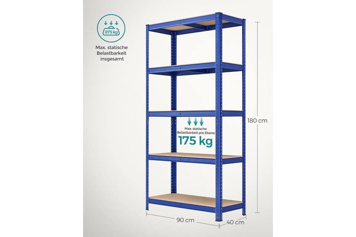 Songmics Shelving Unit | Garage Shelving | Steel Frame | 180 X 90 X 40 Cm-2