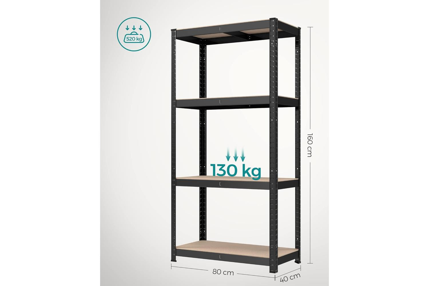 Songmics Shelving Unit | Garage Shelving | Steel Frame | 40 X 80 X 160 Cm-3