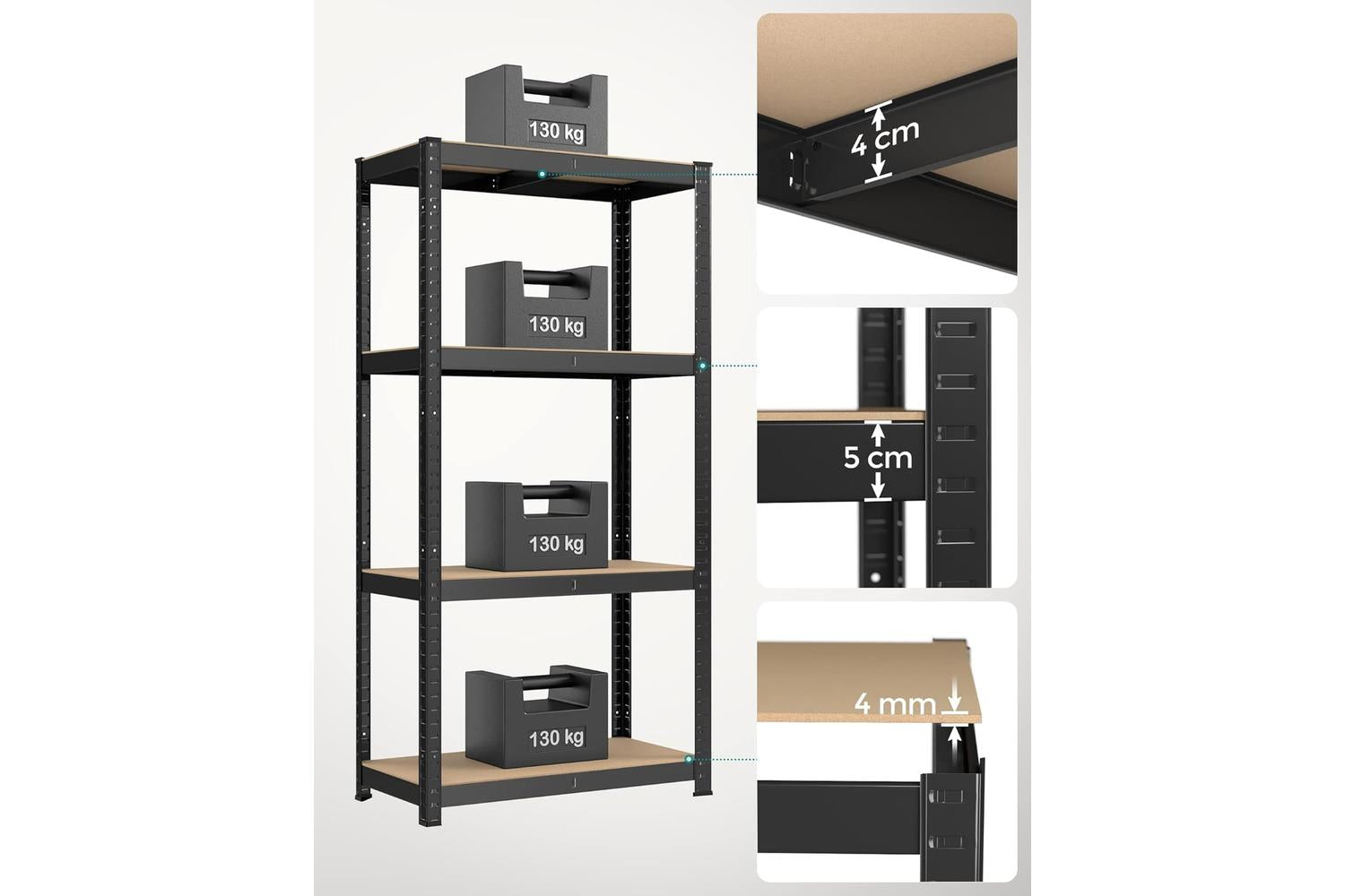 Songmics Shelving Unit | Garage Shelving | Steel Frame | 40 X 80 X 160 Cm-4