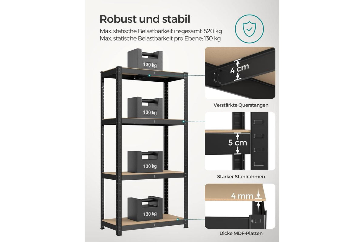 Songmics Shelving | Garage Shelving | Steel Frame | 40 X 80 X 160 Cm-4
