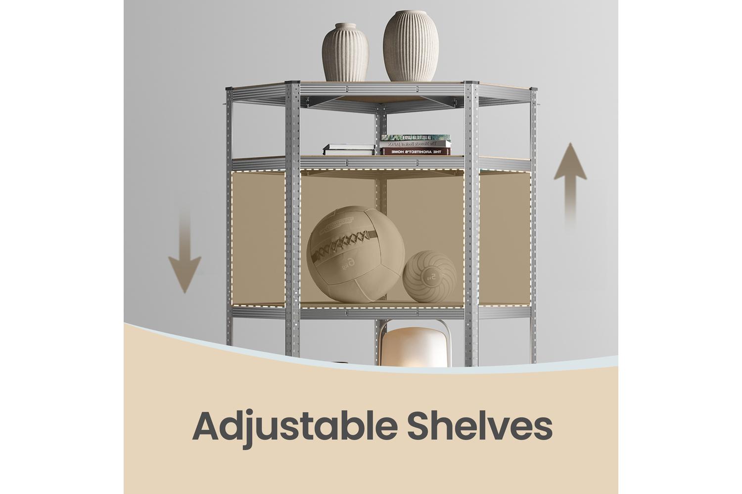 Songmics Shelving | Corner Garage Shelving Unit | Galvanised Steel & Mdf | 90 X 90 X 180 Cm-5