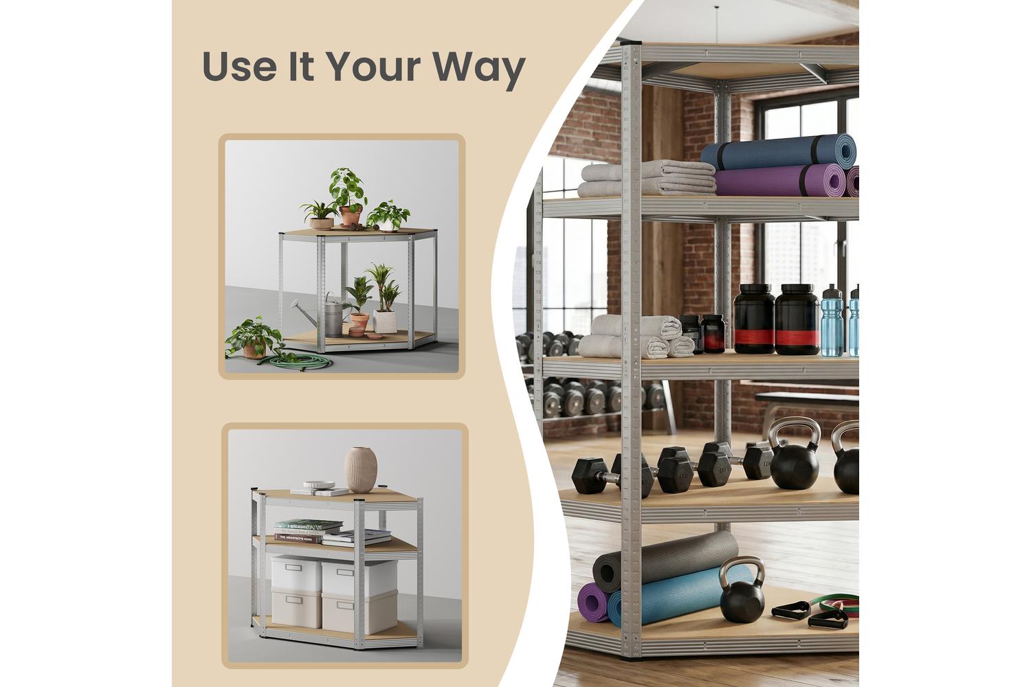 Songmics Shelving | Corner Garage Shelving Unit | Galvanised Steel & Mdf | 90 X 90 X 180 Cm-7