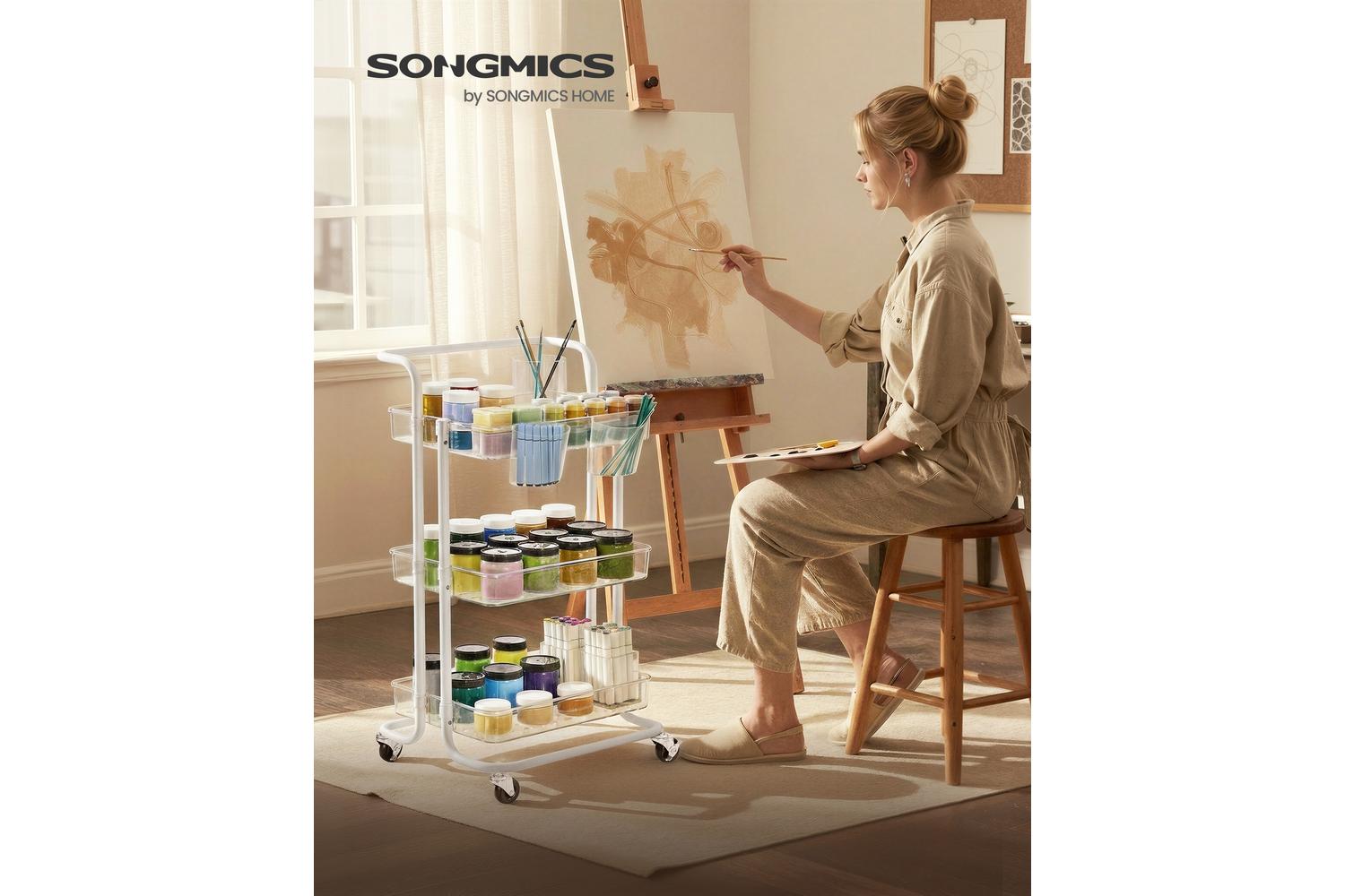 Songmics Storage Cart | Trolley | Plastic And Steel | 3 Tier-2