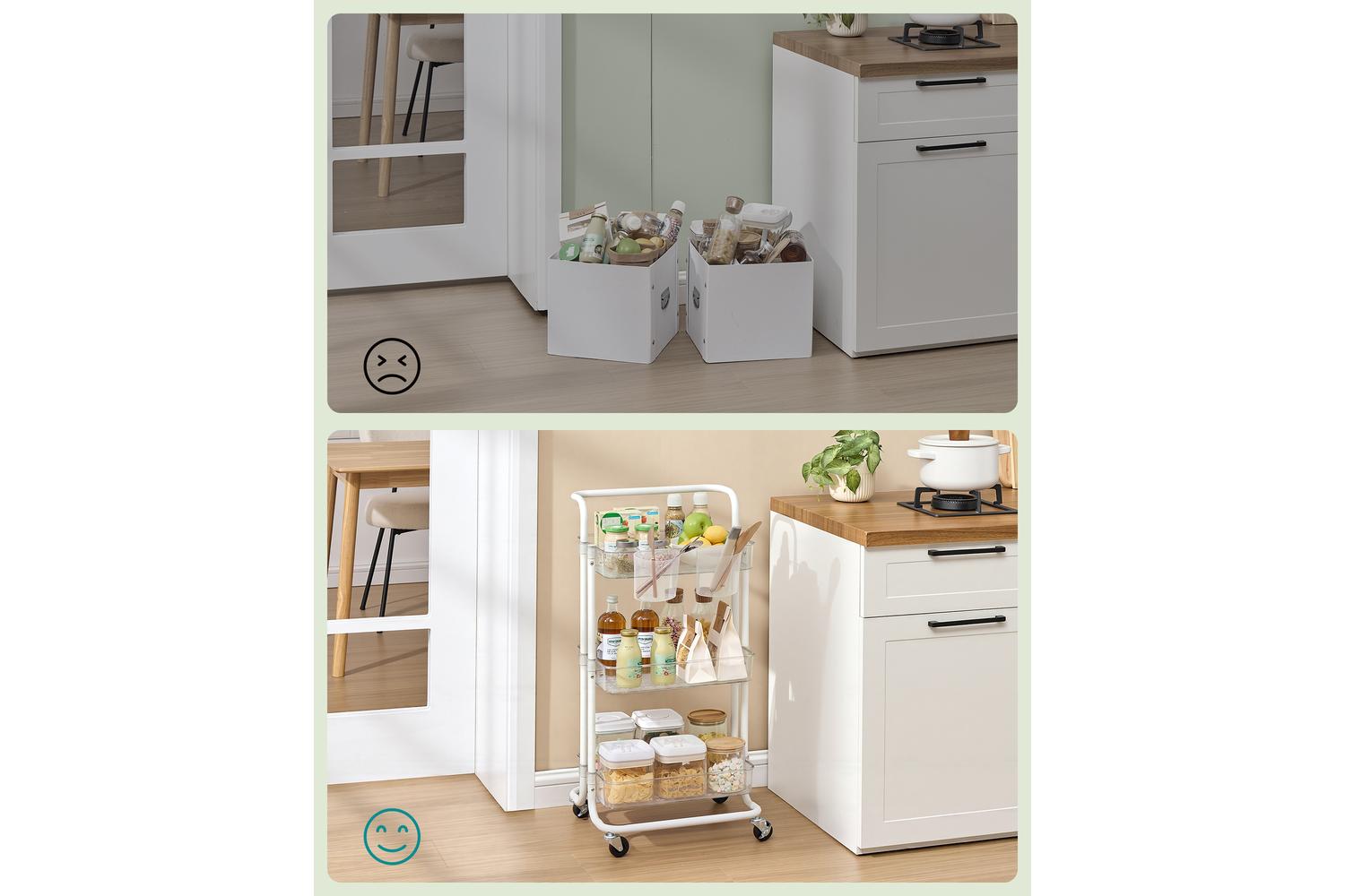Songmics Storage Cart | Trolley | Plastic And Steel | 3 Tier-3