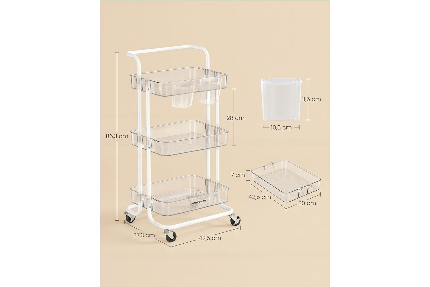 Songmics Storage Cart | Trolley | Plastic And Steel | 3 Tier-7