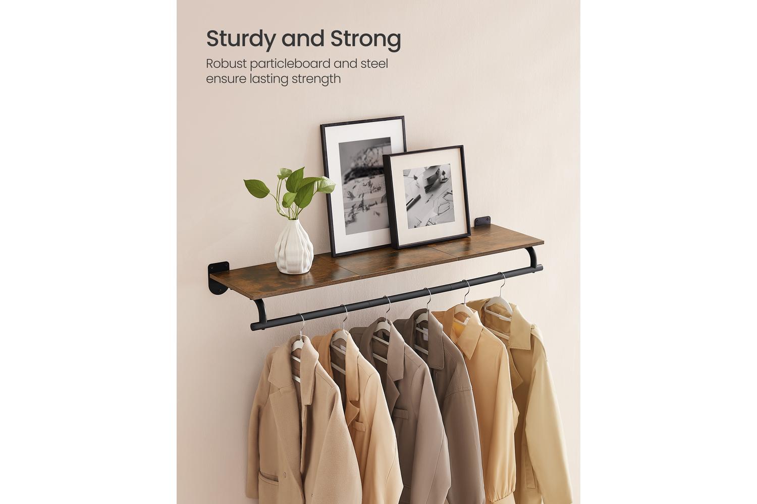 Songmics Clothes Rack | Wall Mounted Coat Rack | Steel & Particleboard | 109cm-4