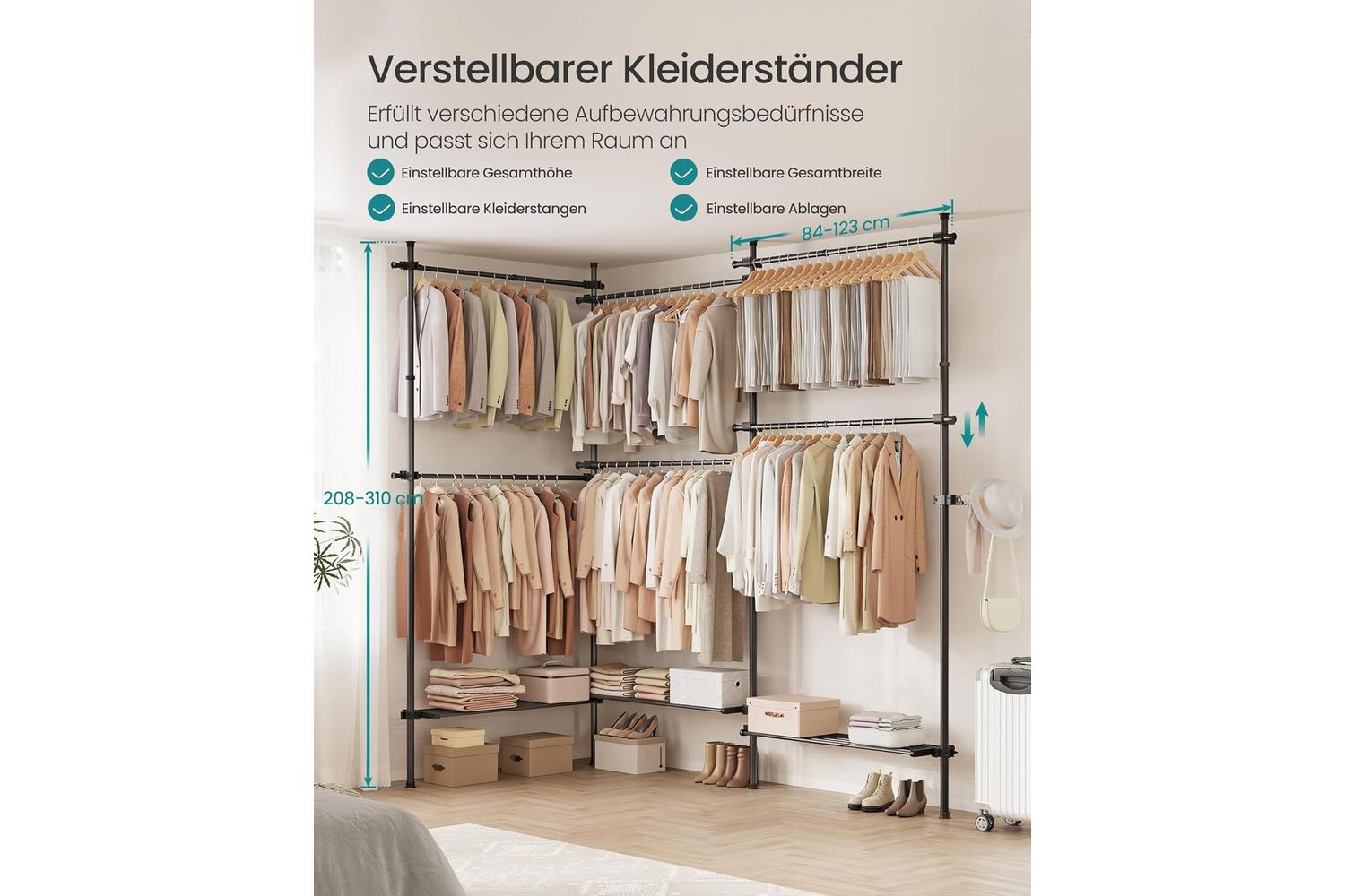 Songmics Garment Rack | Clothes Storage | Steel | Adjustable-4