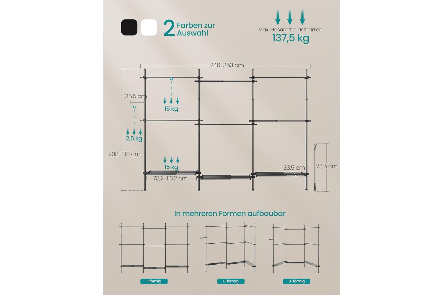 Songmics Garment Rack | Clothes Storage | Steel | Adjustable-6