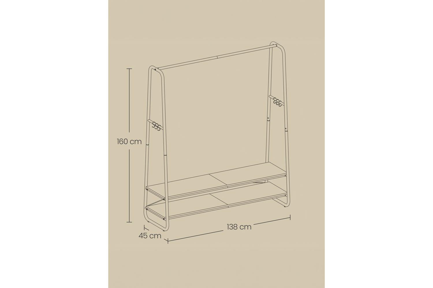 Vasagle Garment Rack | Clothes Storage | Particleboard And Steel | 138cm Wide-3